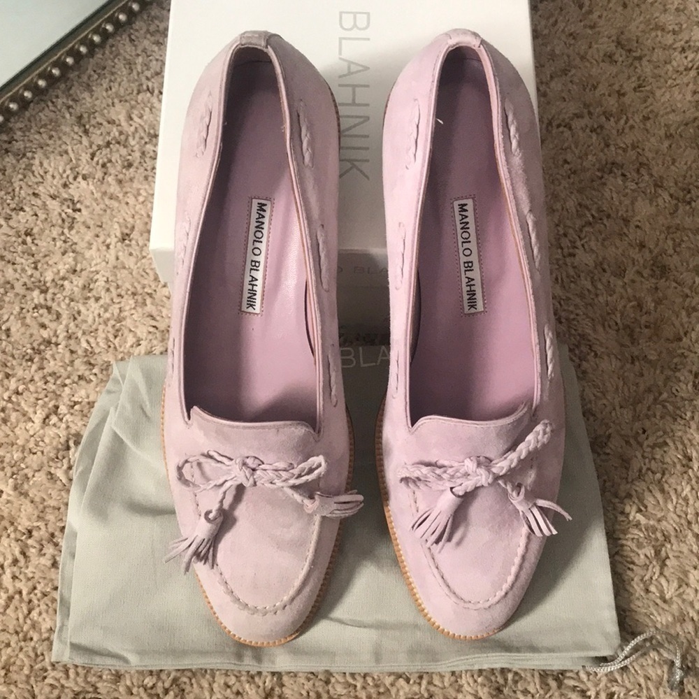 Manolo Blahnik Erica Lilac Suede Loafer 10.5